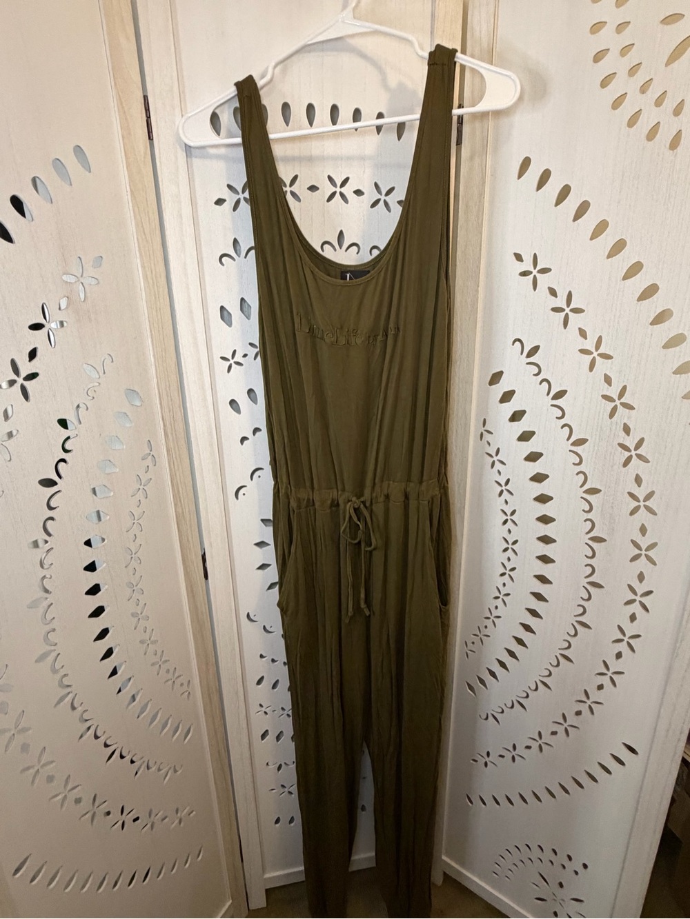 LimeLife by Alcone Olive Green Women's Sleeveless Jumpsuit